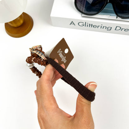 4pcs Brown Gentle Hair Tie Set, Autumn And Winter Hair Band