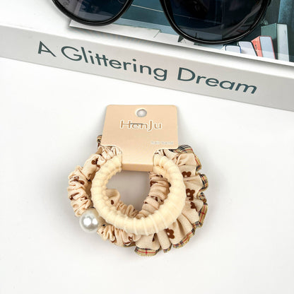 4pcs Brown Gentle Hair Tie Set, Autumn And Winter Hair Band