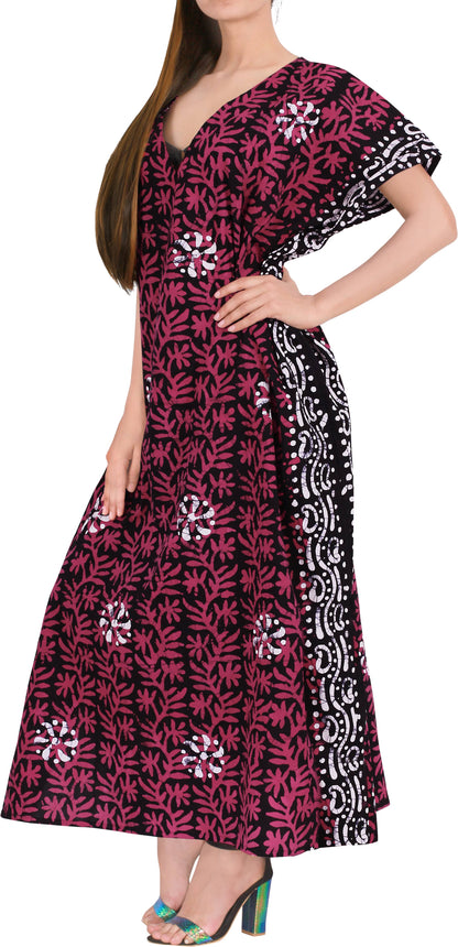 LA LEELA Women Plus Size Caftan Maxi 3X-4X Pink-A18