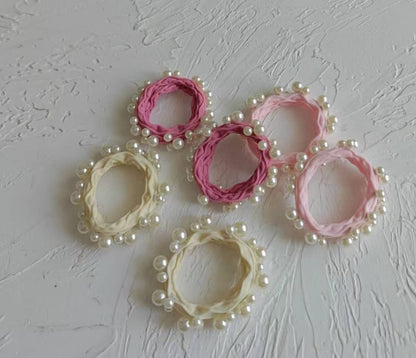 PINK PEARL HAIR TIES (SET OF 6)