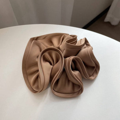 GIFTY - Solid Color Satin Scrunchie with Ruffle Detail