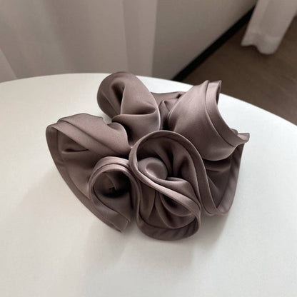 GIFTY - Solid Color Satin Scrunchie with Ruffle Detail