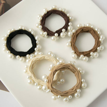 Textured Seamless Pearl Hair Ties (Set of 5)