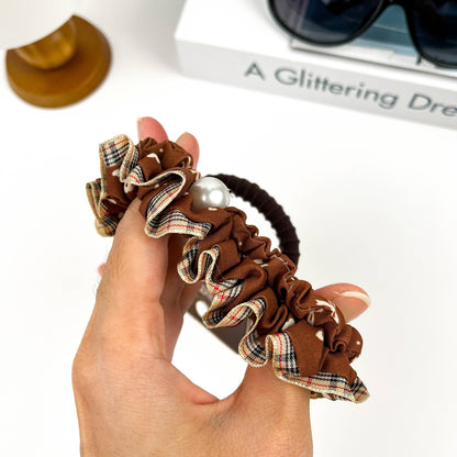 4pcs Brown Gentle Hair Tie Set, Autumn And Winter Hair Band