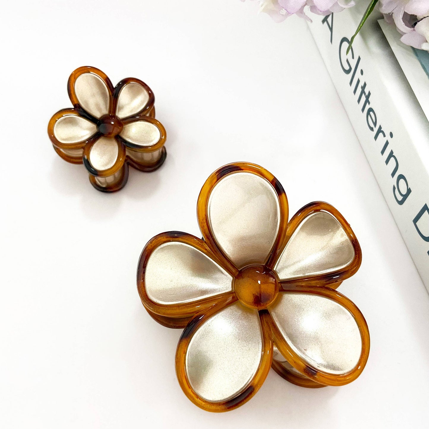TORTOISESHELL FLOWER HAIR CLIP