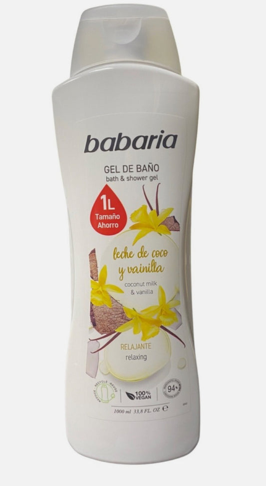 BABARIA GEL BANO LECHE COCO Y VAINILLA 33.8 OZ