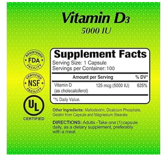 ALFA VITAMIN D3 5000 IU 100 CAP