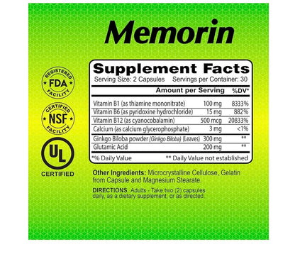 ALFA MEMORIN B1,B6, B12, CALCIUM, GINKGO BILOBA & GLUTAMINC ACID