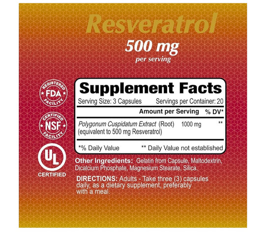 ALFA RESVERATROL 500 MG 60 CAP