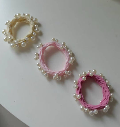 PINK PEARL HAIR TIES (SET OF 6)