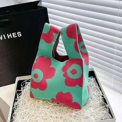 Handmade Knit Handbag for Women Mini Knot Casual Wrist Bag