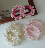 PINK PEARL HAIR TIES (SET OF 6)