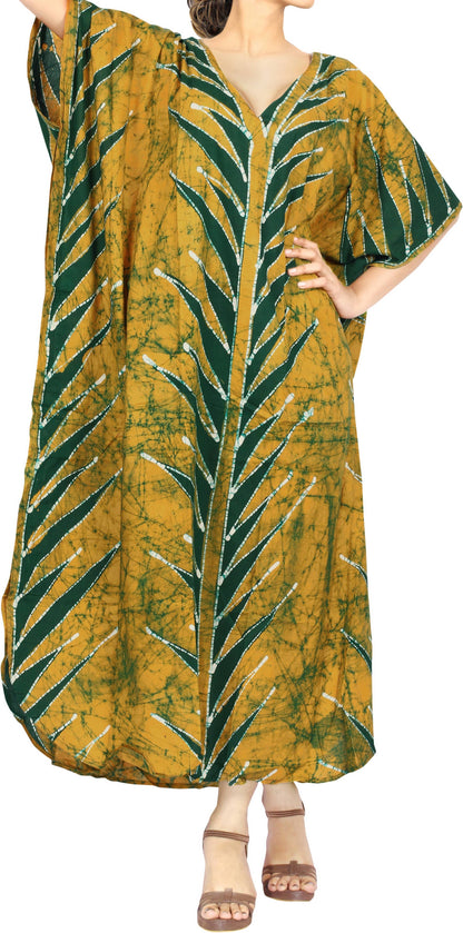 LA LEELA Women's Plus Size Boho Batik Caftan Long 133311