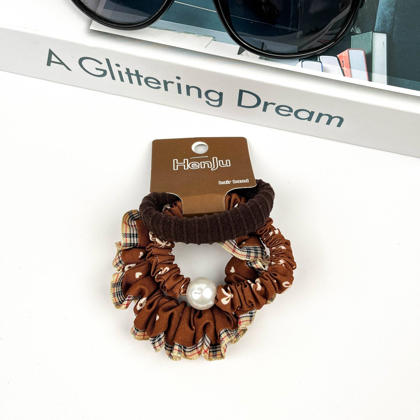 4pcs Brown Gentle Hair Tie Set, Autumn And Winter Hair Band