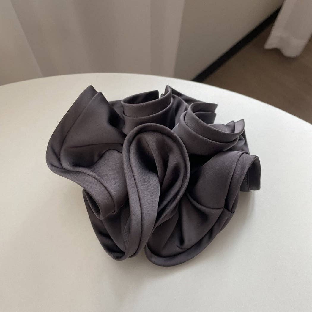 GIFTY - Solid Color Satin Scrunchie with Ruffle Detail