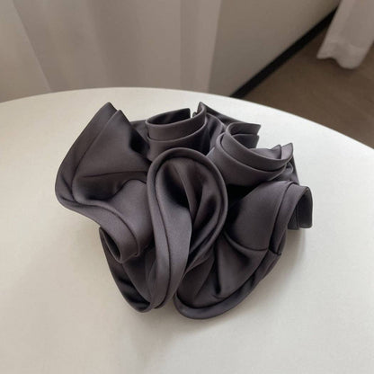 GIFTY - Solid Color Satin Scrunchie with Ruffle Detail