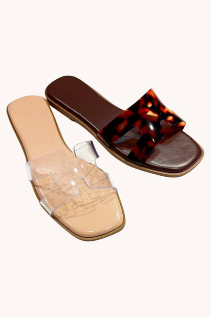 CONCEPT-97 MODERN VIBRANT JELLY STRAP SLIDE FLAT SANDALS