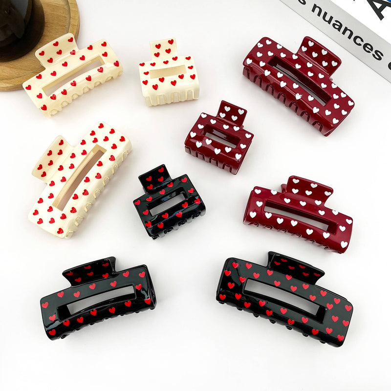 Square Heart Hair Claw Clip, Valentine’s Day Hair Accessory