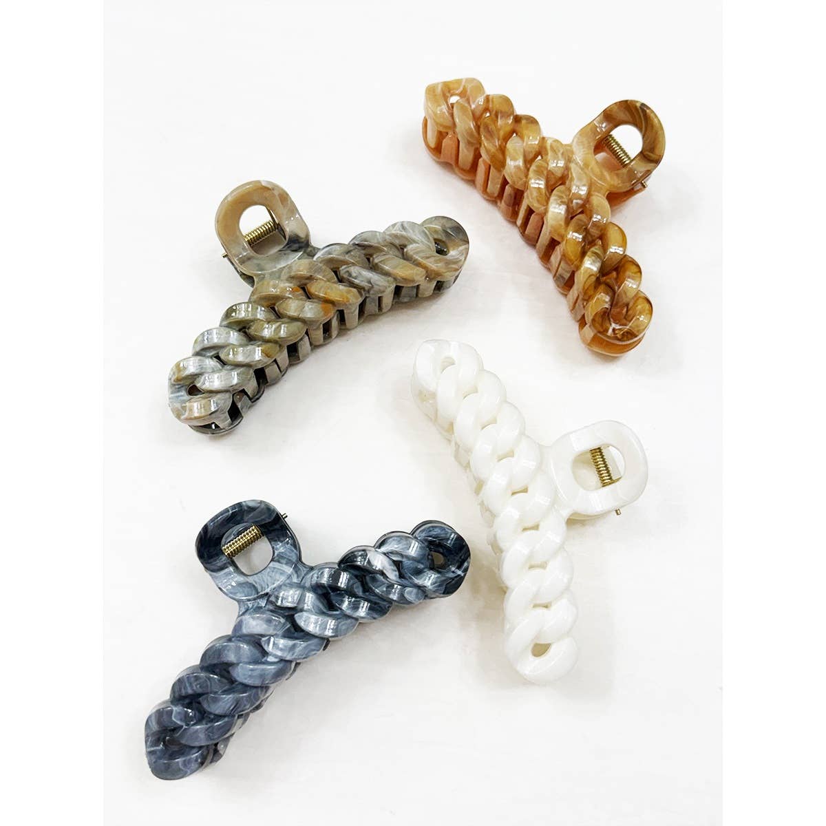 Neutral Tone Marble Chain Pattern Hair Claw Clip