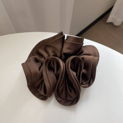 GIFTY - Solid Color Satin Scrunchie with Ruffle Detail