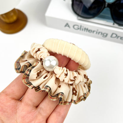 4pcs Brown Gentle Hair Tie Set, Autumn And Winter Hair Band