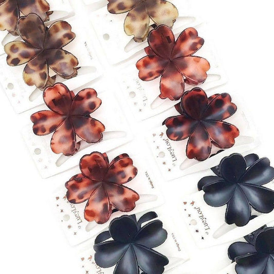 12pk Matte Leopard Flower Hair Claw Clip