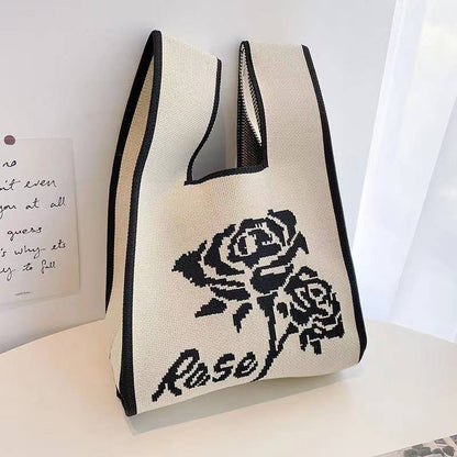 Handmade Knit Handbag for Women Mini Knot Casual Wrist Bag
