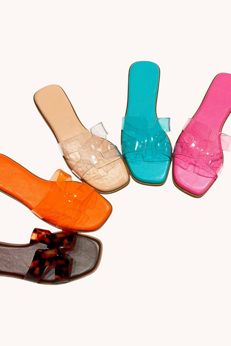 CONCEPT-97 MODERN VIBRANT JELLY STRAP SLIDE FLAT SANDALS
