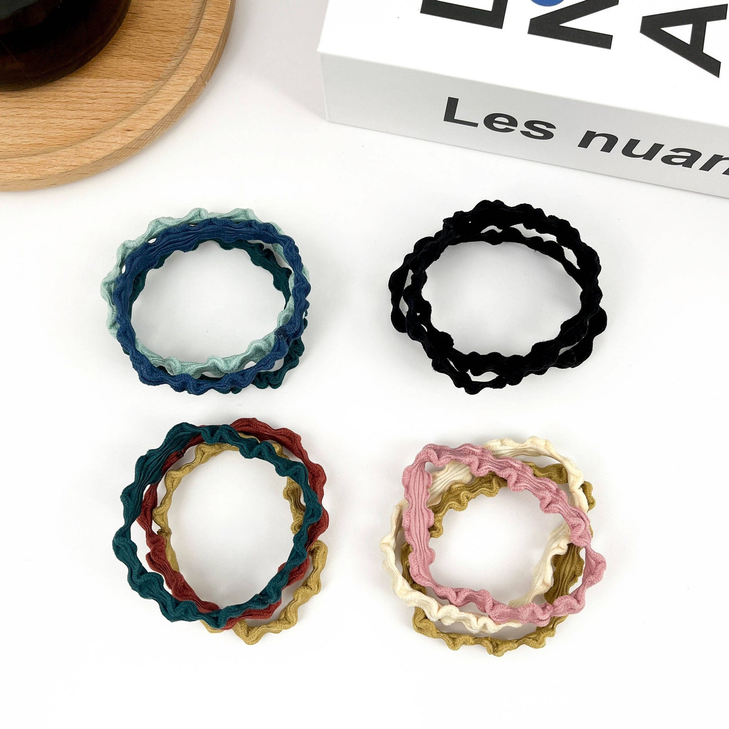 3PCS Colorful Wave Hair Tie,High Elastic Hair Band Set