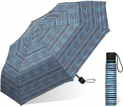Nicole Miller 42" Manual Super Mini Umbrella - Indigo Stripe