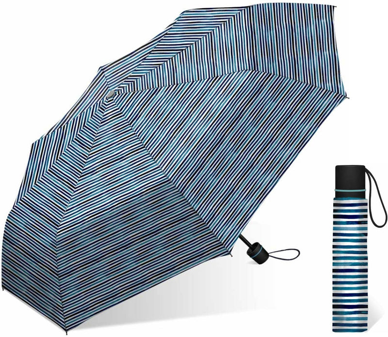 Nicole Miller 42" Manual Super Mini Umbrella - Indigo Stripe