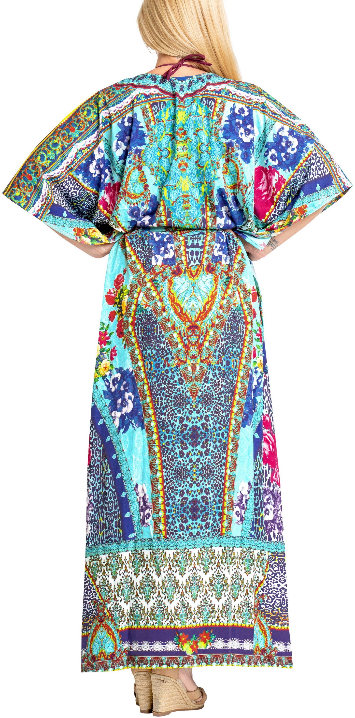 LA LEELA Women's Oversize Caftan Maxi Boho Nightwear 2X-3X C
