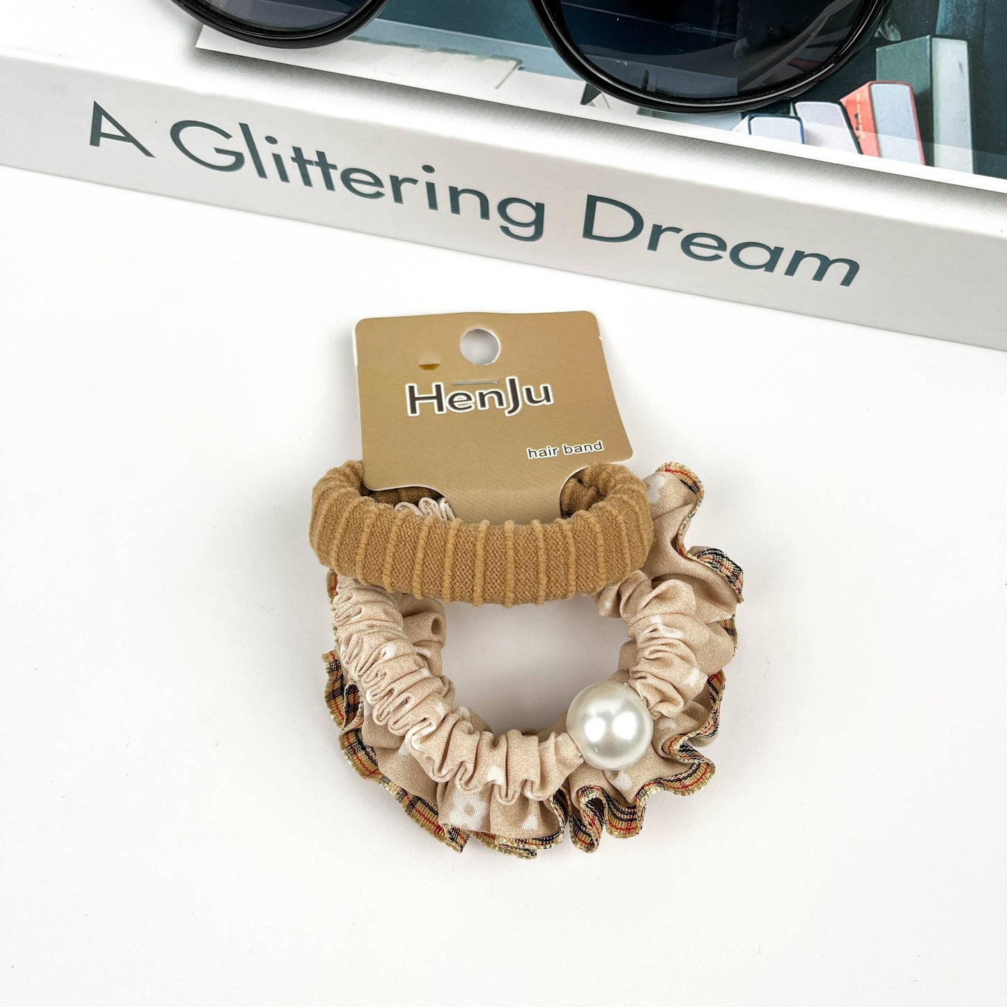 4pcs Brown Gentle Hair Tie Set, Autumn And Winter Hair Band