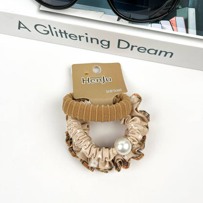 4pcs Brown Gentle Hair Tie Set, Autumn And Winter Hair Band