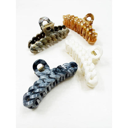 Neutral Tone Marble Chain Pattern Hair Claw Clip
