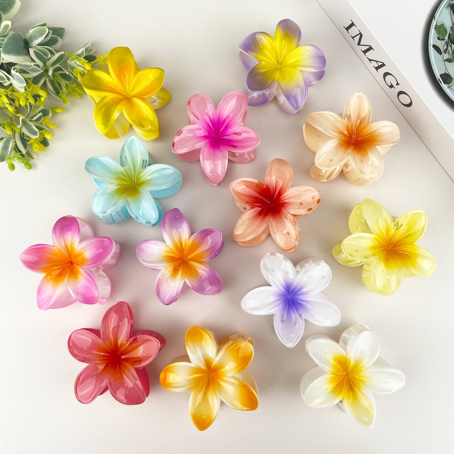 COLORFUL PLUMERIA HAIR CLIP